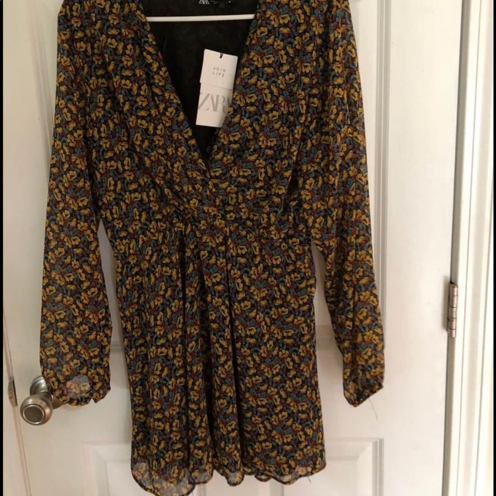 Zara floral chiffon dress